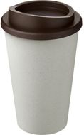 Americano® Eco -kahvimuki kierrätetystä materiaalista, 350 ml, valkoinen, ruskea liikelahja logopainatuksella