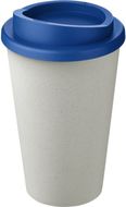 Americano® Eco -kahvimuki kierrätetystä materiaalista, 350 ml, valkoinen, sininen liikelahja logopainatuksella