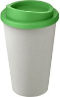 Americano® Eco -kahvimuki kierrätetystä materiaalista, 350 ml, valkoinen, vihreä liikelahja logopainatuksella