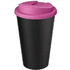 Americano® Eco -kahvimuki kierrätetystä materiaalista, läikyttämätön, 350 ml, musta, ruusu liikelahja logopainatuksella