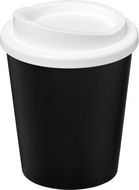 Americano® Espresso Eco 250 ml juomamuki kierrätetystä materiaalista, valkoinen, musta liikelahja logopainatuksella