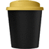 Americano® Espresso Eco 250 ml kahvimuki kierrätetystä materiaalista. Läikkymätön kansi., keltainen, musta lisäkuva 2