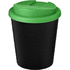 Americano® Espresso Eco 250 ml kahvimuki kierrätetystä materiaalista. Läikkymätön kansi., musta, vihreä liikelahja logopainatuksella