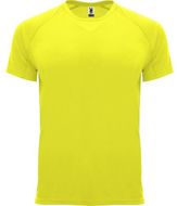 Bahrain lasten lyhythihainen urheilu-t-paita, neon-keltainen liikelahja logopainatuksella