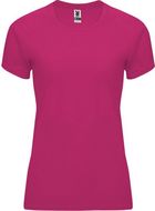 Bahrain naisten lyhythihainen urheilu-t-paita, kirkas-vaaleanpunainen liikelahja logopainatuksella