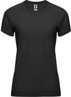 Bahrain naisten lyhythihainen urheilu-t-paita, musta liikelahja logopainatuksella