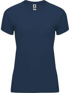Bahrain naisten lyhythihainen urheilu-t-paita, tummansininen liikelahja logopainatuksella
