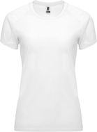 Bahrain naisten lyhythihainen urheilu-t-paita, valkoinen liikelahja logopainatuksella