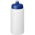 Baseline® Plus 500 ml -pullo urheilukannella, läpikuultava-valkoinen, sininen liikelahja logopainatuksella