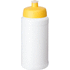 Baseline® Plus 500 ml -pullo urheilukannella, valkoinen, keltainen liikelahja logopainatuksella