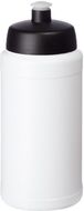 Baseline® Plus 500 ml -pullo urheilukannella, valkoinen, musta liikelahja logopainatuksella