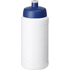 Baseline® Plus 500 ml -urheilujuomapullo, valkoinen, sininen liikelahja logopainatuksella