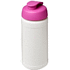 Baseline® Plus 500 ml läppäkantinen urheilujuomapullo, valkoinen, ruusu liikelahja logopainatuksella