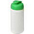 Baseline® Plus 500 ml läppäkantinen urheilujuomapullo, valkoinen, vihreä liikelahja logopainatuksella