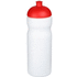 Baseline® Plus 650 ml -urheilujuomapullo kupukannella, valkoinen, punainen liikelahja logopainatuksella