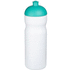 Baseline® Plus 650 ml -urheilujuomapullo kupukannella, valkoinen, vesi-vihreä liikelahja logopainatuksella