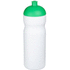 Baseline® Plus 650 ml -urheilujuomapullo kupukannella, valkoinen, vihreä liikelahja logopainatuksella