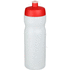 Baseline® Plus 650 ml -urheilujuomapullo, läpikuultava-valkoinen, punainen liikelahja logopainatuksella
