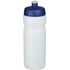 Baseline® Plus 650 ml -urheilujuomapullo, läpikuultava-valkoinen, sininen liikelahja logopainatuksella
