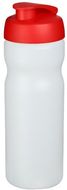 Baseline® Plus 650 ml -urheilujuomapullo läppäkannella, läpikuultava-valkoinen, punainen liikelahja logopainatuksella