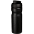 Baseline® Plus 650 ml -urheilujuomapullo läppäkannella, musta liikelahja logopainatuksella
