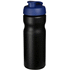 Baseline® Plus 650 ml -urheilujuomapullo läppäkannella, sininen, musta liikelahja logopainatuksella