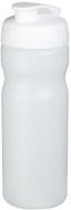 Baseline® Plus 650 ml -urheilujuomapullo läppäkannella, valkoinen, läpikuultava-valkoinen liikelahja logopainatuksella