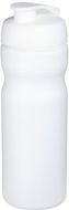 Baseline® Plus 650 ml -urheilujuomapullo läppäkannella, valkoinen liikelahja logopainatuksella
