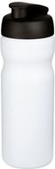 Baseline® Plus 650 ml -urheilujuomapullo läppäkannella, valkoinen, musta liikelahja logopainatuksella