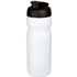 Baseline® Plus 650 ml -urheilujuomapullo läppäkannella, valkoinen, musta liikelahja logopainatuksella