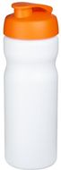 Baseline® Plus 650 ml -urheilujuomapullo läppäkannella, valkoinen, oranssi liikelahja logopainatuksella