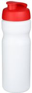 Baseline® Plus 650 ml -urheilujuomapullo läppäkannella, valkoinen, punainen liikelahja logopainatuksella