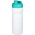 Baseline® Plus 650 ml -urheilujuomapullo läppäkannella, valkoinen, vesi-vihreä liikelahja logopainatuksella