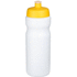 Baseline® Plus 650 ml -urheilujuomapullo, valkoinen, keltainen liikelahja logopainatuksella