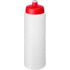 Baseline® Plus 750 ml -pullo urheilukannella, läpikuultava-valkoinen, punainen liikelahja logopainatuksella