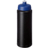 Baseline® Plus 750 ml -pullo urheilukannella, sininen, musta liikelahja logopainatuksella