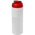 Baseline® Plus 750 ml läppäkantinen urheilujuomapullo, läpikuultava-valkoinen, punainen liikelahja logopainatuksella