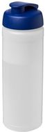 Baseline® Plus 750 ml läppäkantinen urheilujuomapullo, läpikuultava-valkoinen, sininen liikelahja logopainatuksella