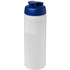 Baseline® Plus 750 ml läppäkantinen urheilujuomapullo, läpikuultava-valkoinen, sininen liikelahja logopainatuksella