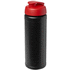 Baseline® Plus 750 ml läppäkantinen urheilujuomapullo, musta, punainen liikelahja logopainatuksella