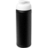 Baseline® Plus 750 ml läppäkantinen urheilujuomapullo, valkoinen, musta liikelahja logopainatuksella