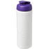 Baseline® Plus 750 ml läppäkantinen urheilujuomapullo, valkoinen, violetti liikelahja logopainatuksella
