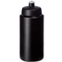 Baseline® Plus Grip 500 ml -urheilujuomapullo läppäkannella, musta liikelahja logopainatuksella