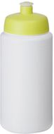 Baseline® Plus Grip 500 ml -urheilujuomapullo läppäkannella, valkoinen, kalkinvihreä liikelahja logopainatuksella