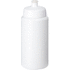 Baseline® Plus Grip 500 ml -urheilujuomapullo läppäkannella, valkoinen liikelahja logopainatuksella