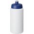 Baseline® Plus Grip 500 ml -urheilujuomapullo läppäkannella, valkoinen, sininen liikelahja logopainatuksella