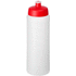 Baseline® Plus Grip 750 ml -urheilujuomapullo urheilukannell, läpikuultava-valkoinen, punainen liikelahja logopainatuksella