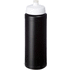 Baseline® Plus Grip 750 ml -urheilujuomapullo urheilukannell, valkoinen, musta liikelahja logopainatuksella