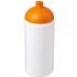Baseline® Plus grip 500 ml kupukantinen urheilujuomapullo, valkoinen, oranssi liikelahja logopainatuksella