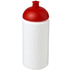 Baseline® Plus grip 500 ml kupukantinen urheilujuomapullo, valkoinen, punainen liikelahja logopainatuksella